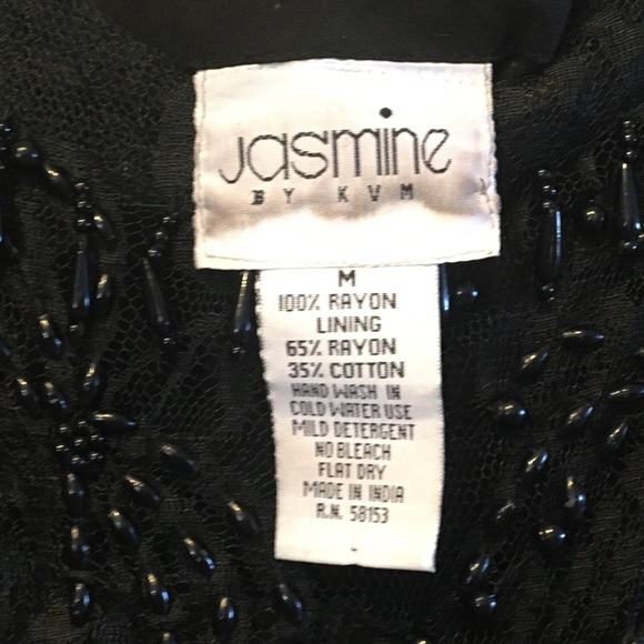 Vintage Gothic Beaded Lace Black Maxi Dress. Medium - Picture 9 of 14